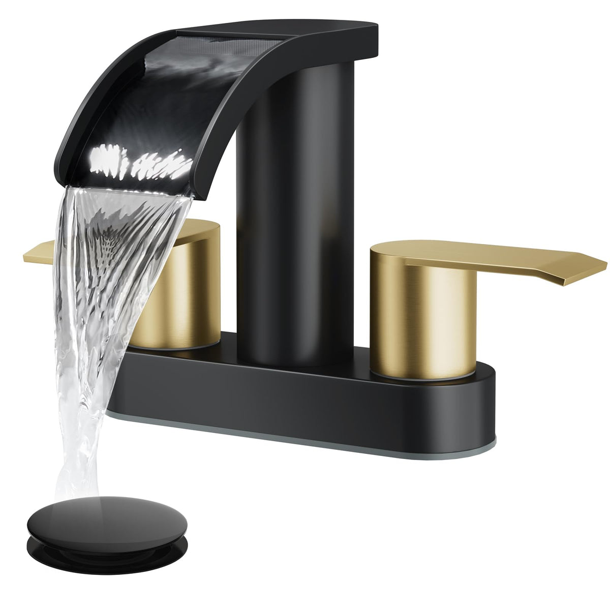 gotonovo 4’’ Centerset Bathroom Sink Faucet Waterfall Brushed Nickel