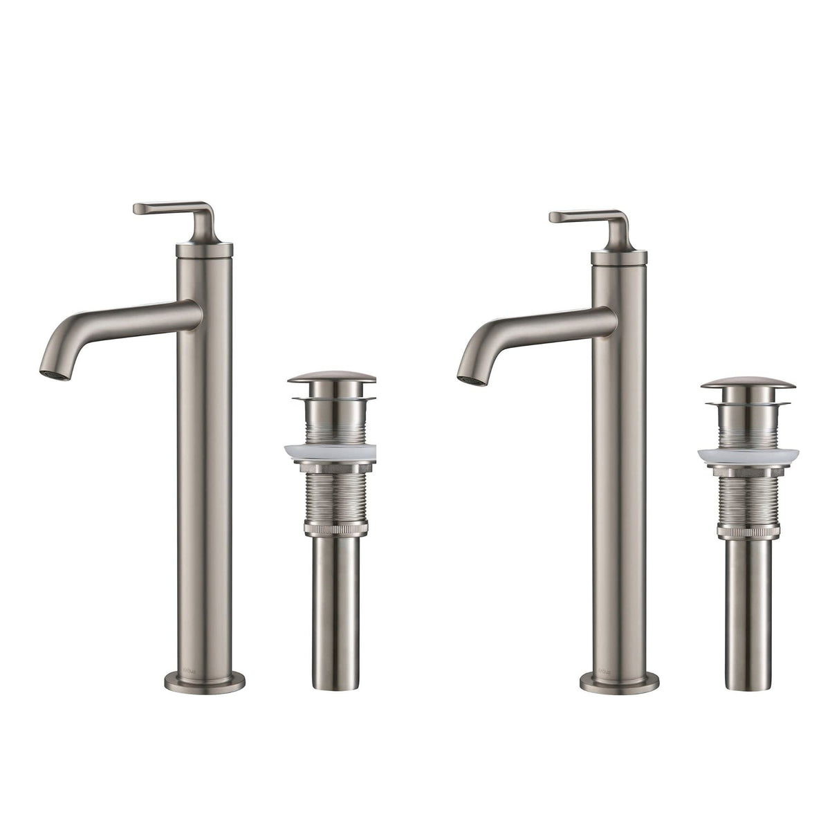 KRAUS Ramus Single Handle Vessel Sink Bathroom Faucet with Pop-Up Drain in Brushed Gold, KVF-1220BG