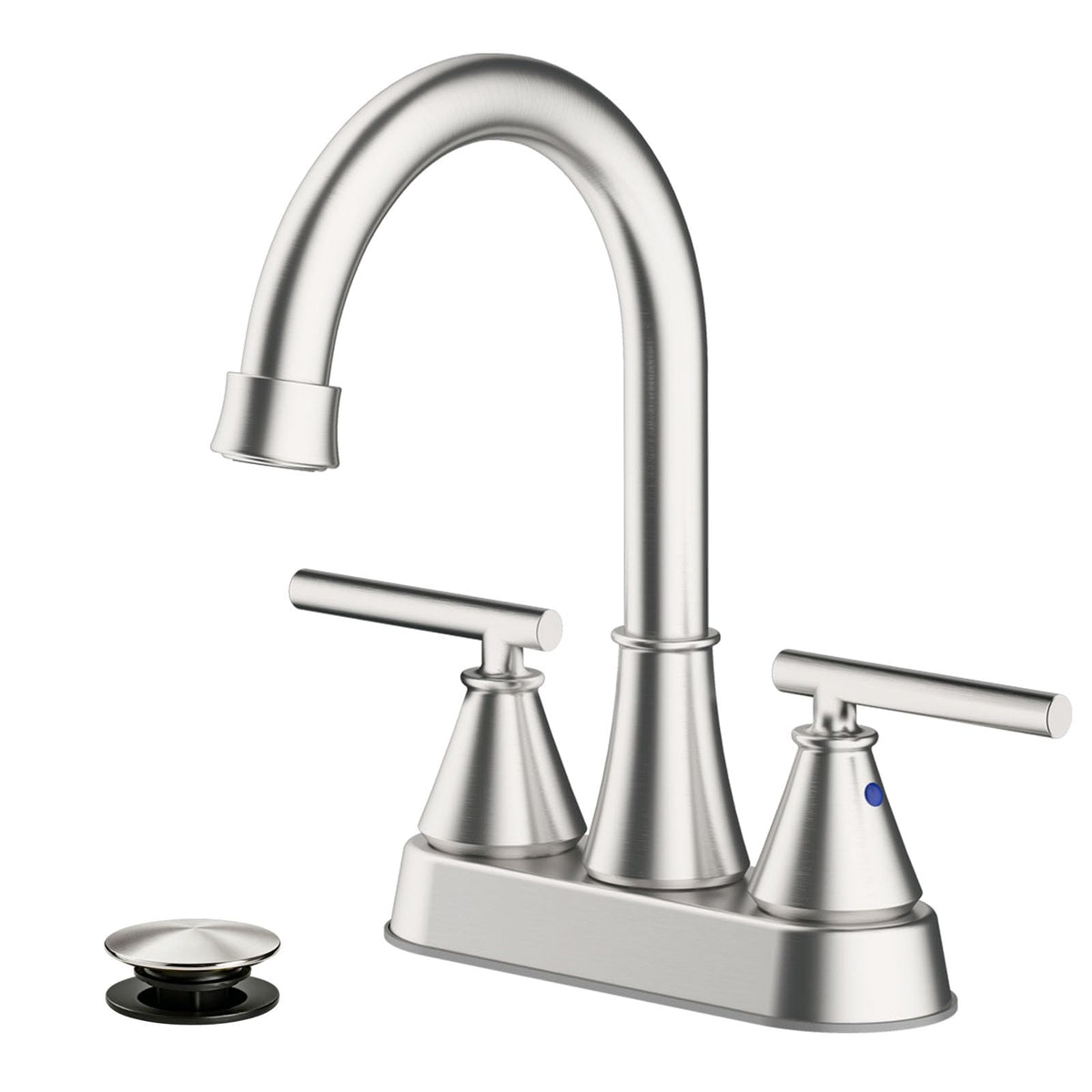 Bathroom Sink Faucet 4 Inch 2 Handle Centerset Brushed Gold Lead-Free Modern Bathroom Faucet Vanity Faucet with Pop-up Drain Stopper and Supply Hoses