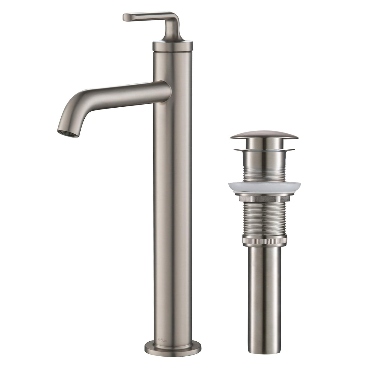 KRAUS Ramus Single Handle Vessel Sink Bathroom Faucet with Pop-Up Drain in Brushed Gold, KVF-1220BG
