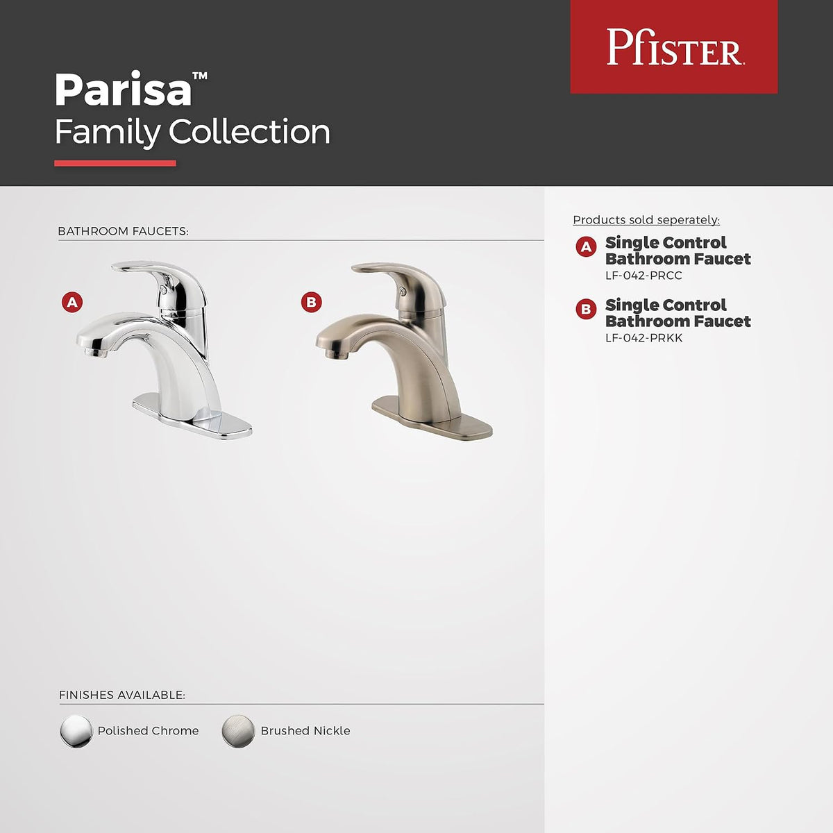 Pfister LF-042-PRCC Parisa Single Control 4" Centerset Bathroom Faucet