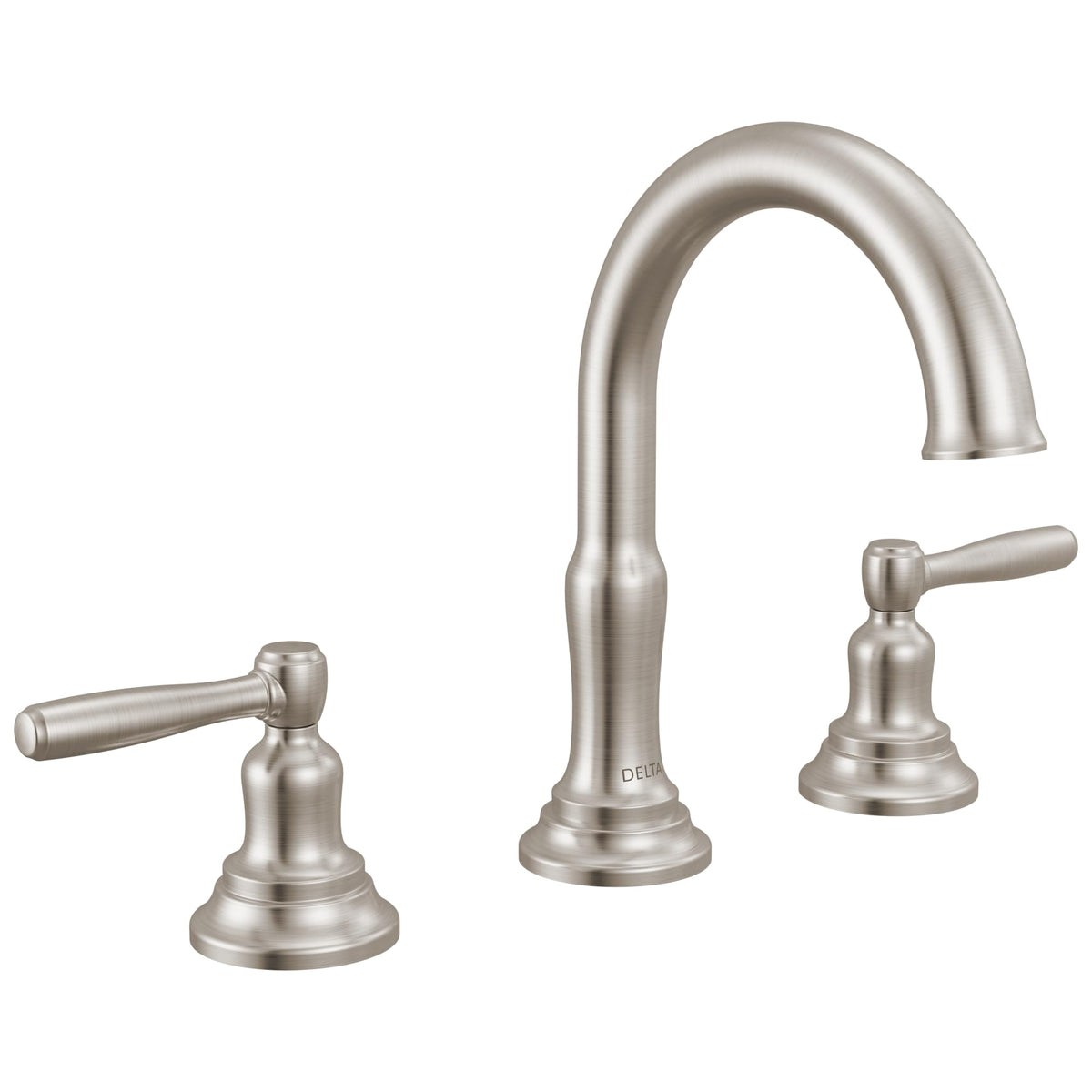 Delta Roe Brushed Nickel Bathroom Faucet 3 Hole, 8 Inch Widespread Bathroom Sink Faucet for Vanity, Push-Pop Drain Assembly, Stainless 35985LF-SS