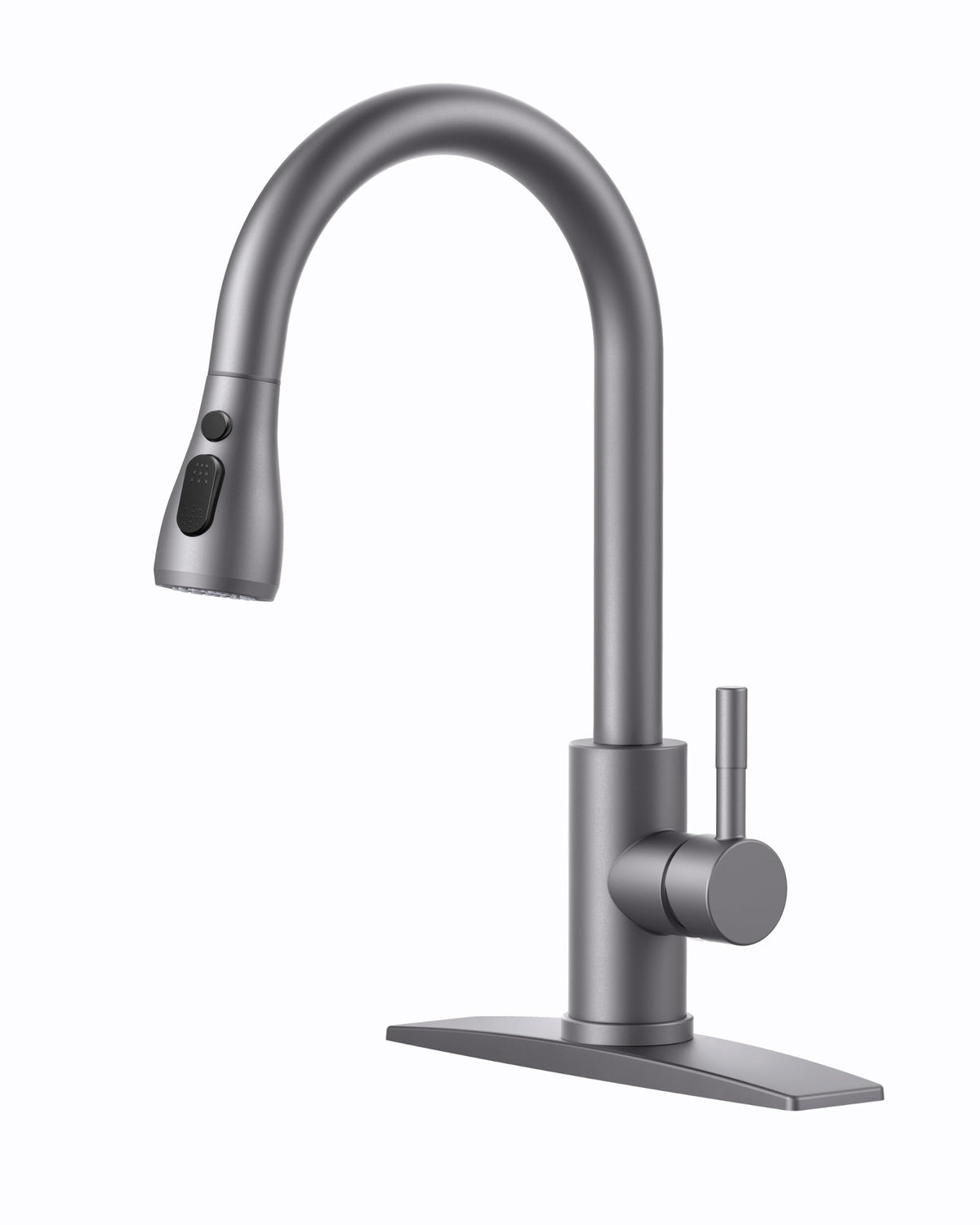 FORIOUS Black Kitchen Faucet with Pull Down Sprayer, Stainless Steel