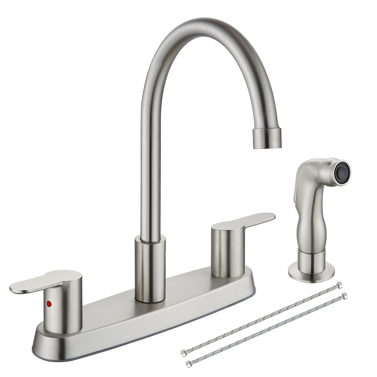 Kitchen Faucet 8 Inch Centerset Brushed Nickel 2-3 Hole Without Sprayer