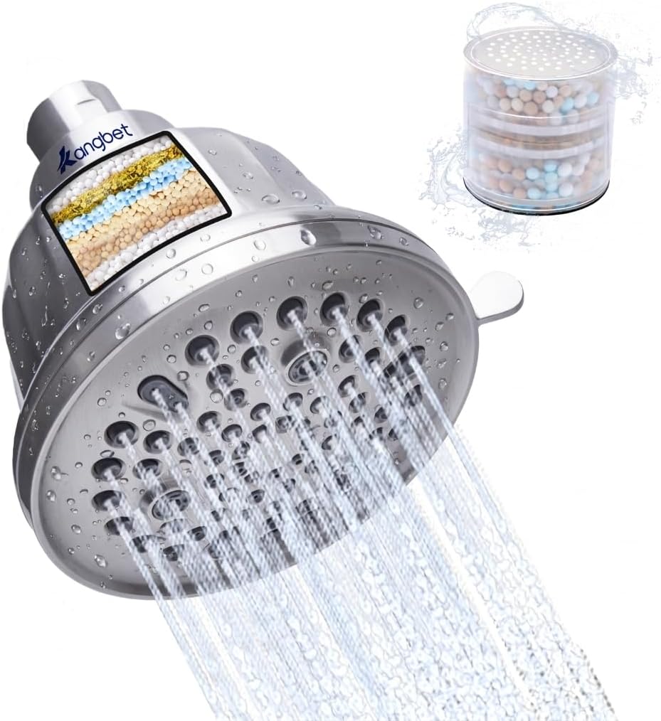 Filtered Shower Head,Shower Head Filter for Hard Water - Detachable Showerhead for Hard Water Harmful Substances Improves Skin & Hair - Nickel