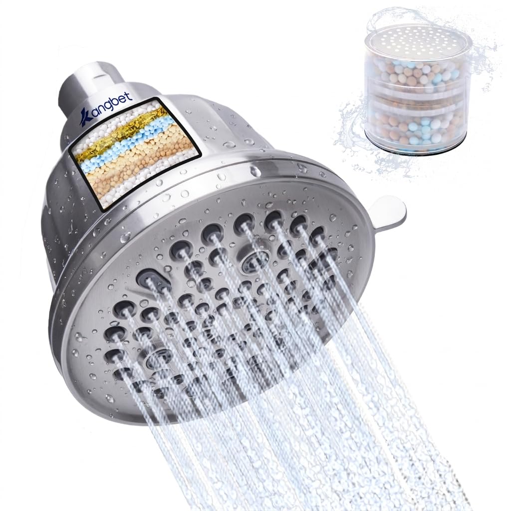 Filtered Shower Head,Shower Head Filter for Hard Water - Detachable Showerhead for Hard Water Harmful Substances Improves Skin & Hair - Nickel