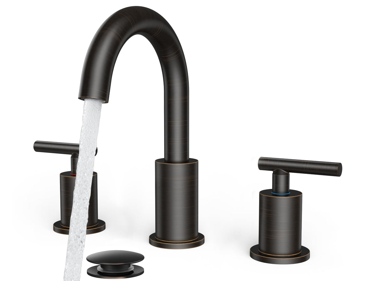 FORIOUS 8 Inch Brushed Gold Bathroom Faucet 3 Hole, Widespread Gold Faucet