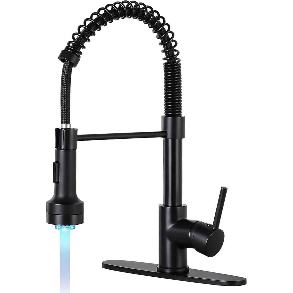 DJS Kitchen Sink Faucet with Pull Down Sprayer Single Handle Matte Black