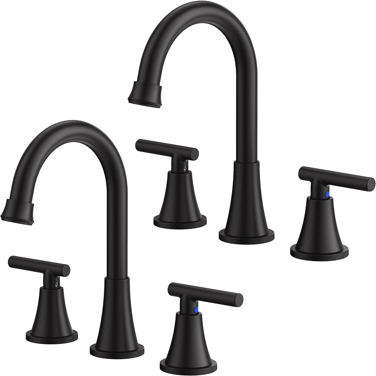 Bathroom Faucet 3 Hole, Matte Black Faucets with Drain and Supply Lines
