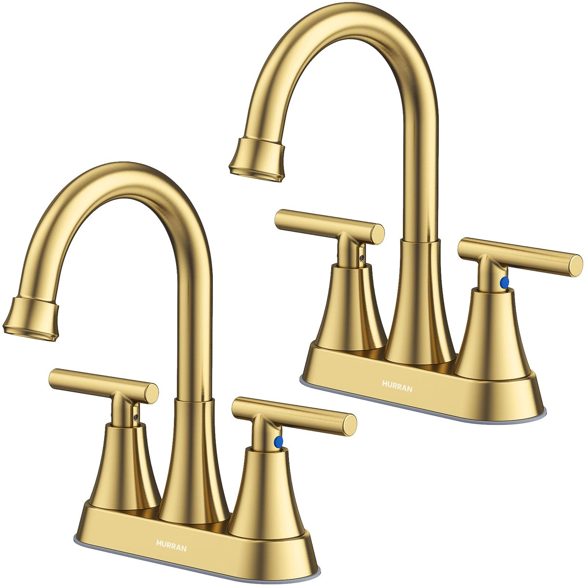 Bathroom Faucet, Hurran 4 inch Centerset 2-Handle Lead-Free, Brushed Nickel