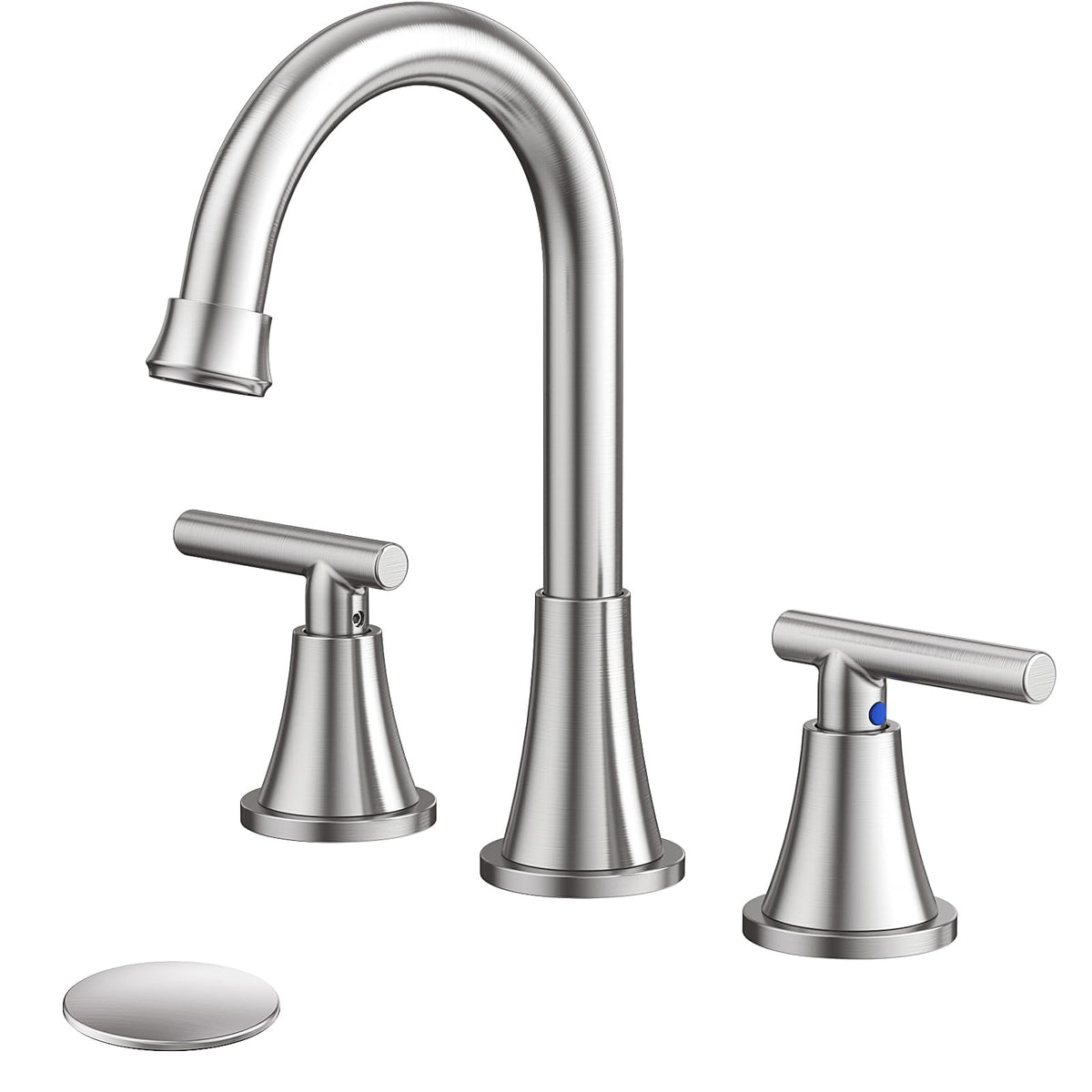 Bathroom Faucet 3 Hole, Matte Black Faucets with Drain and Supply Lines