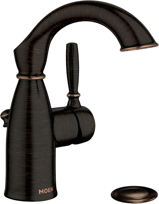 Moen Sarona Mediterranean Bronze One-Handle Single Hole Rustic Farmhouse Bathroom Sink Faucet with Optional Deckplate, 84144BRB