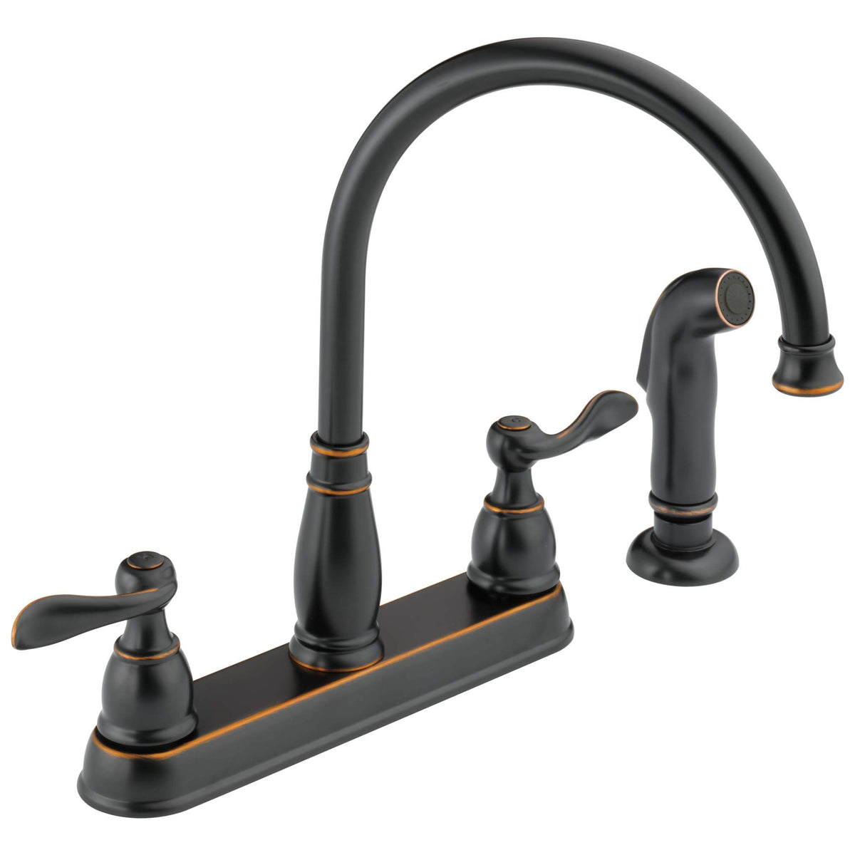 Delta Windemere Chrome Kitchen Faucet with Side Sprayer, Traditional 4 Hole Kitchen Sink Faucet, Two-Handle, Chrome 21996LF