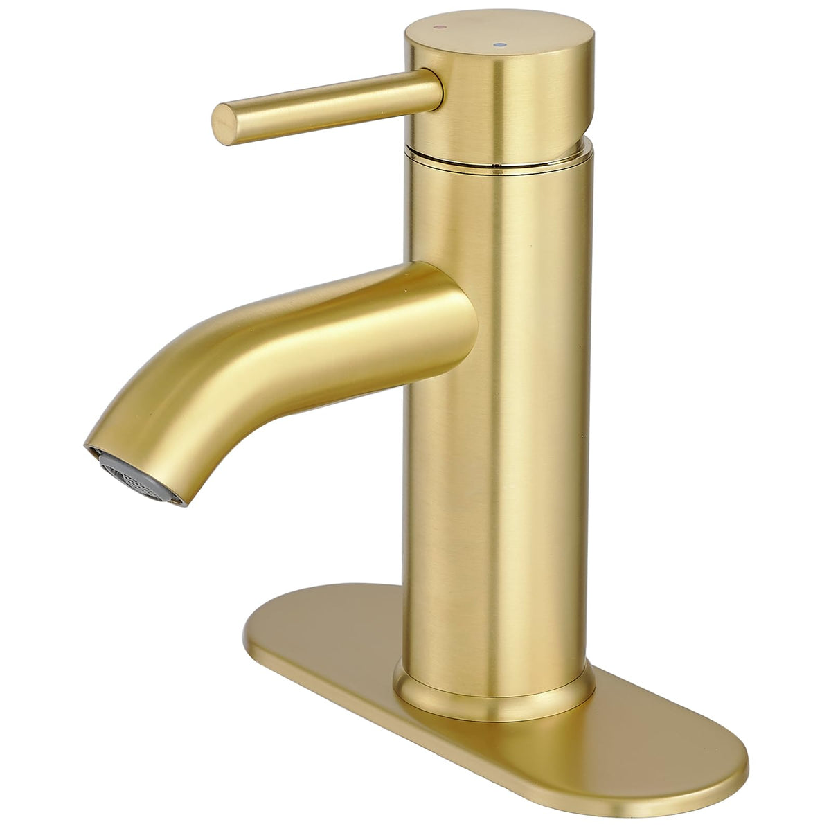 Bathroom Faucet Brushed Nickel Modern Single Hole Bathroom Sink Faucet with Single Handle Suitable for 1 or 3 Holes,Supply Deck Plate and Hose