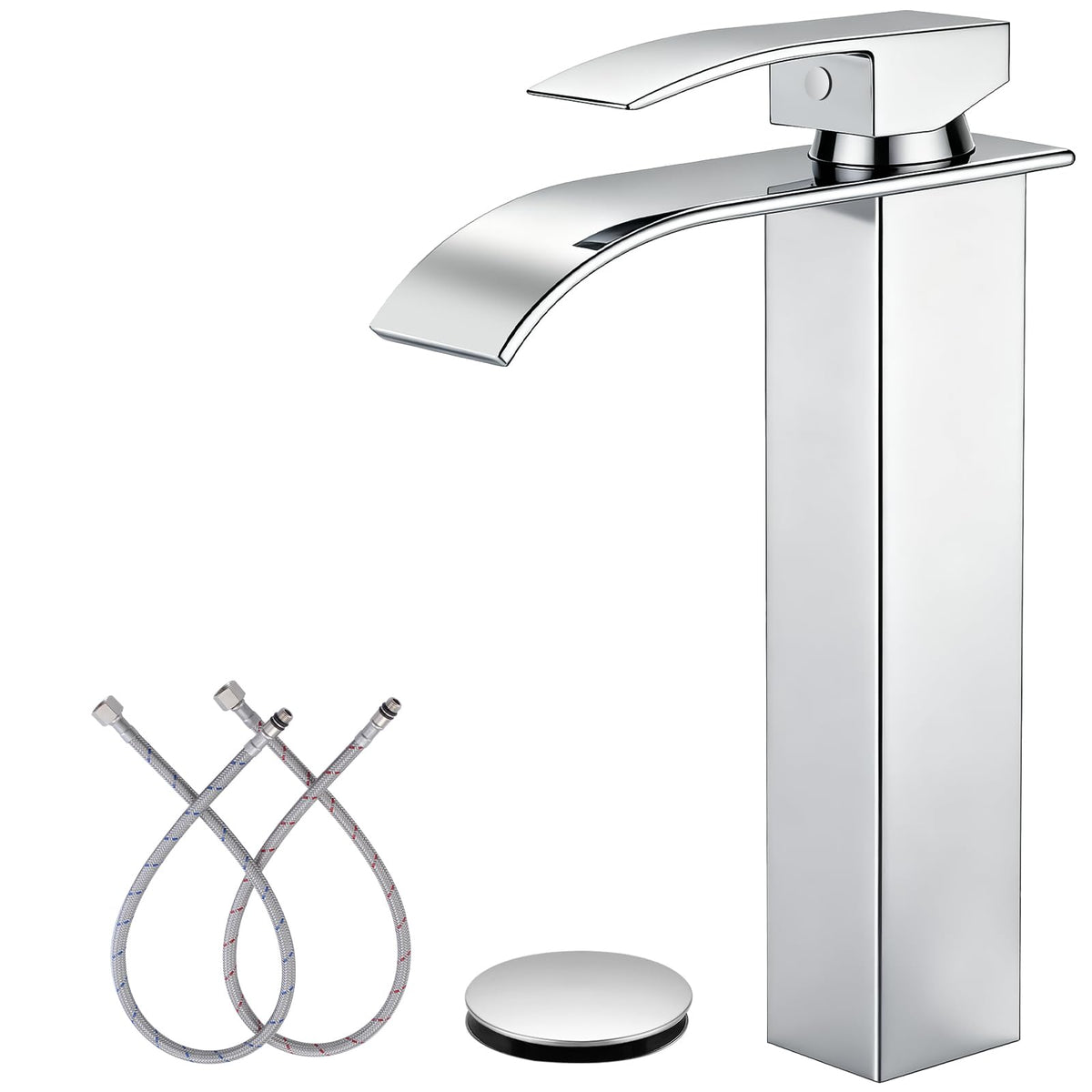 Bathroom Faucet Brushed Nickel Waterfall Single Handle Vanity Faucet