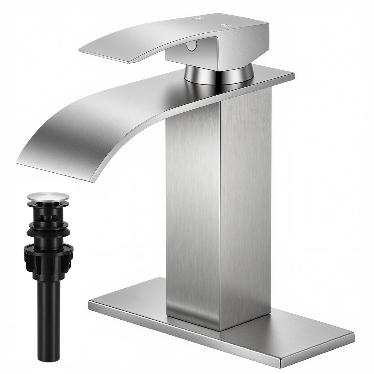 Brushed Gold Bathroom Faucets, Waterfall Bathroom Sink Faucet