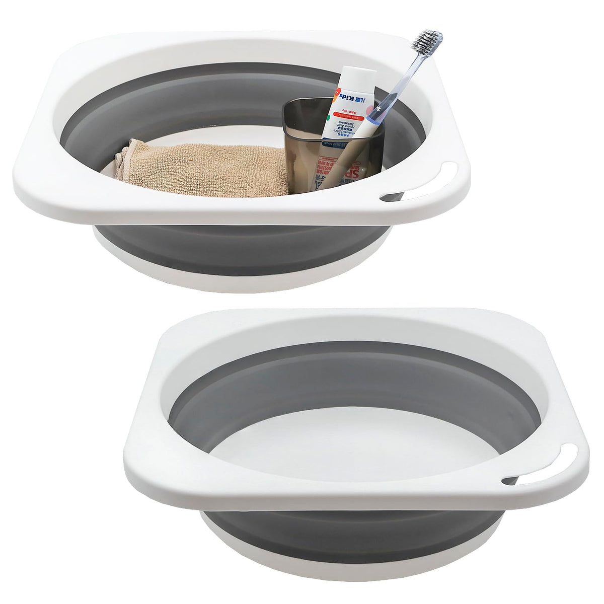 Collapsible Plastic Wash Basin 5L(1.4 Gallon), Kitchen Dishpan, Floding Small Bathtub, Space Saving Plastic Wash Bin for Dorm Camping Supplies Fishing Travel and Home (Grey 1 pcs)