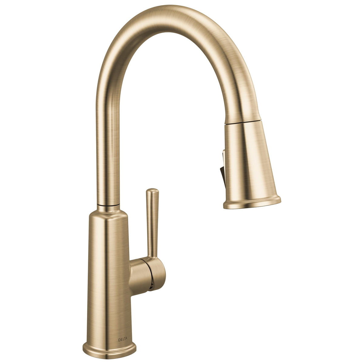 Delta Finnridge Brushed Gold Kitchen Faucet with Pull Down Sprayer, High Pressure ProClean Spray Modern Single Hole Kitchen Sink Faucet, Champagne Bronze 19730LF-CZ