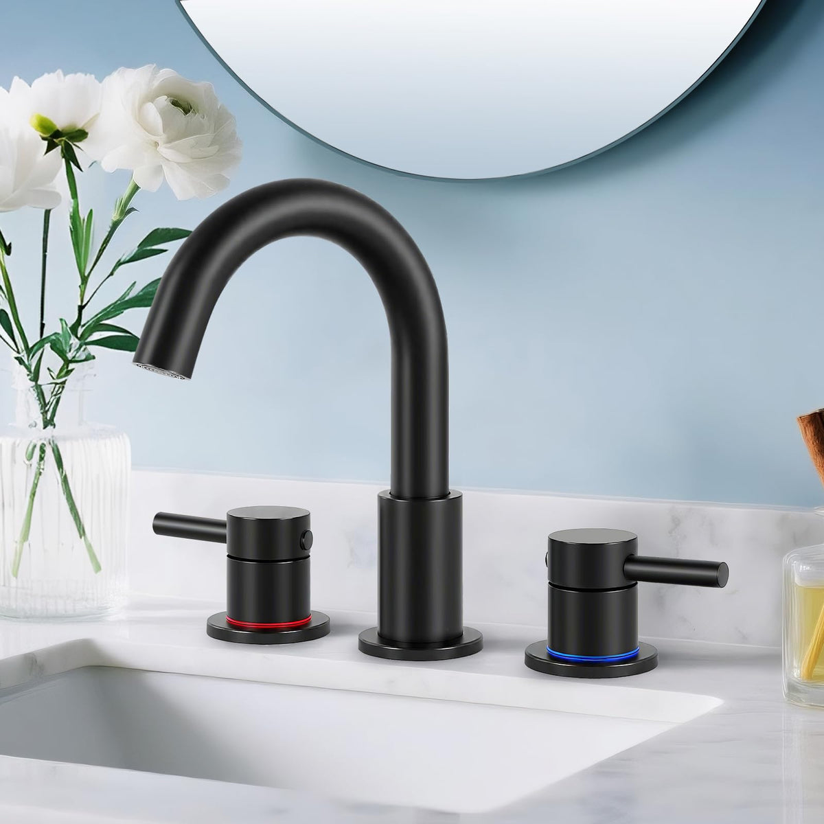 Bathroom Faucet 3 Hole Brushed Nickel, 2-Handle Widespread Faucet
