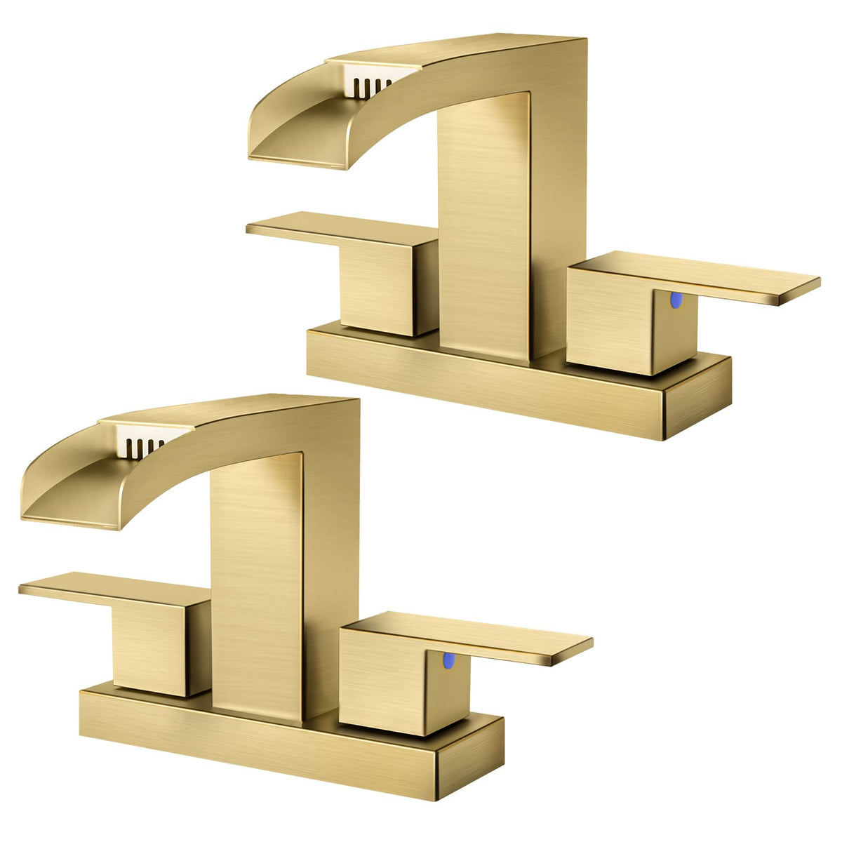 Cobbe Waterfall Bathroom Faucet, Brushed Nickel 4 Inch Centerset 3 Hole