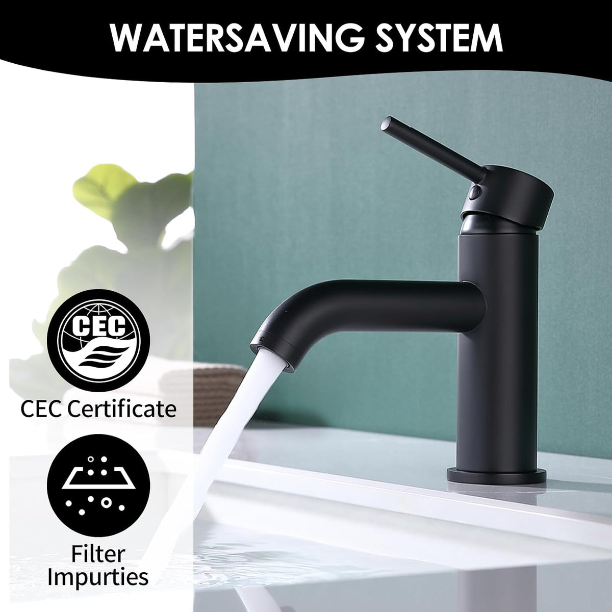 Single Handle Black Bathroom Faucet with Metal Drain Assembly and Escutcheon, Matte Black (Matte Black-JO1)