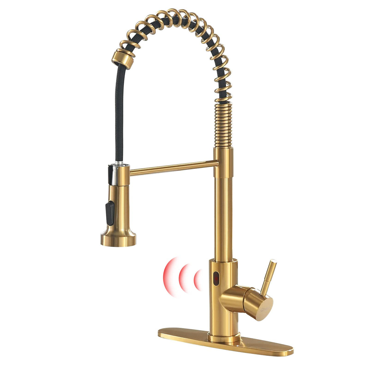 GIMILI Matte Black Touchless Kitchen Faucet with Spring Pull Down Sprayer