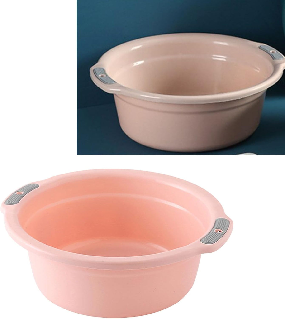 Plastic Washing Basin Multipurpose Adult Foot Washbasin Tub with Double Handles for Home Bathroom (Medium‑Peach Pink)