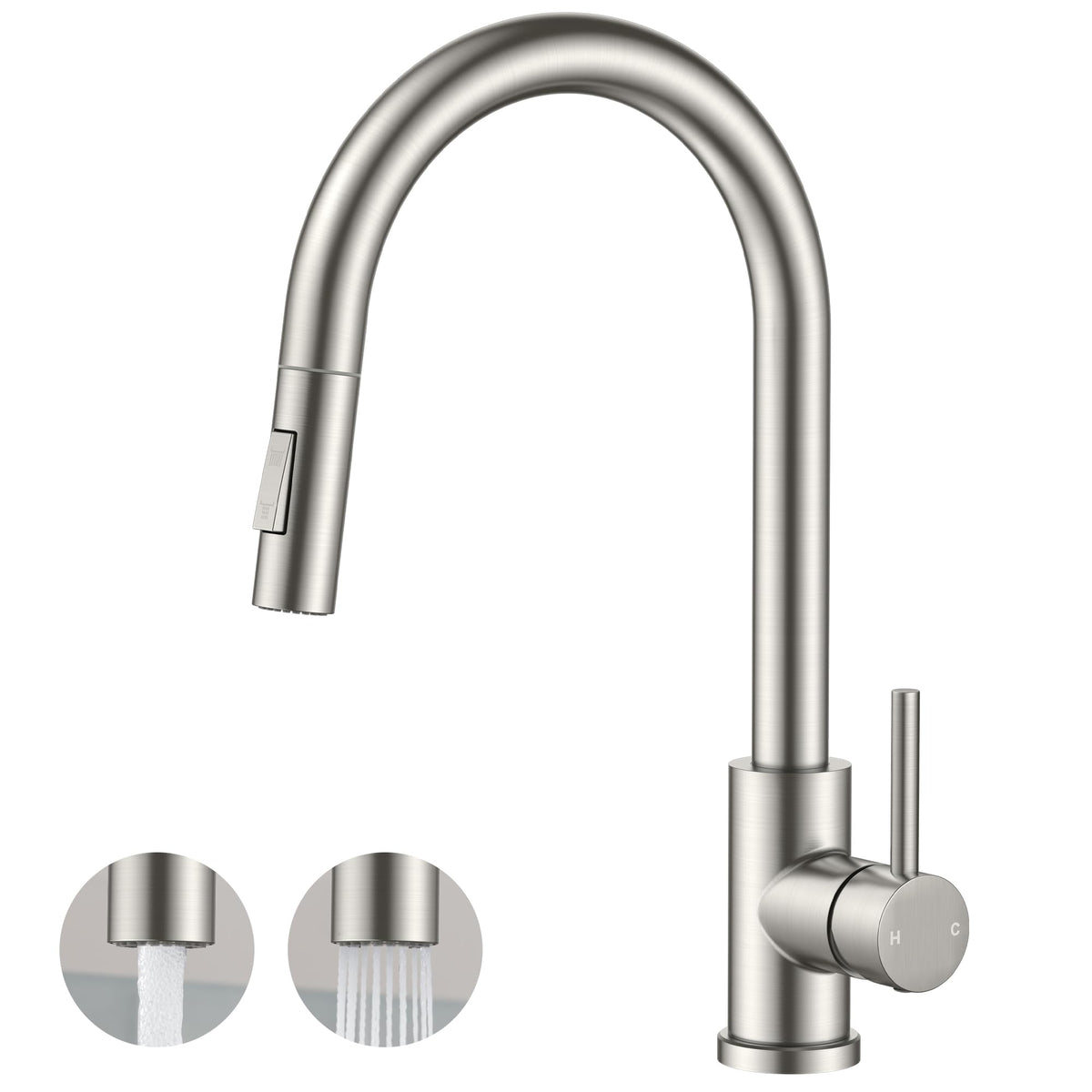 FORIOUS Kitchen Faucet, 2-Mode Pull Down Sprayer, Classic Brushed Gold