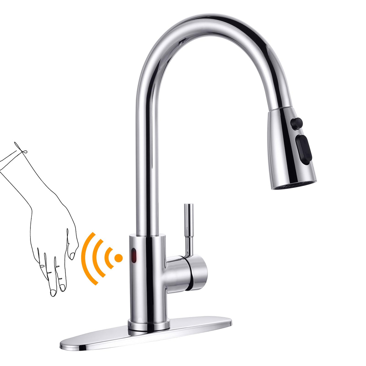 WOWOW Kitchen Faucet with Soap Dispenser: 304 Stainless Steel Kitchen Sink Faucet with Pull Down Sprayer 3 Modes, Single Handle High Arc Mixer Taps for Sink, RV, Laundry, Bar (Brushed Nickel)