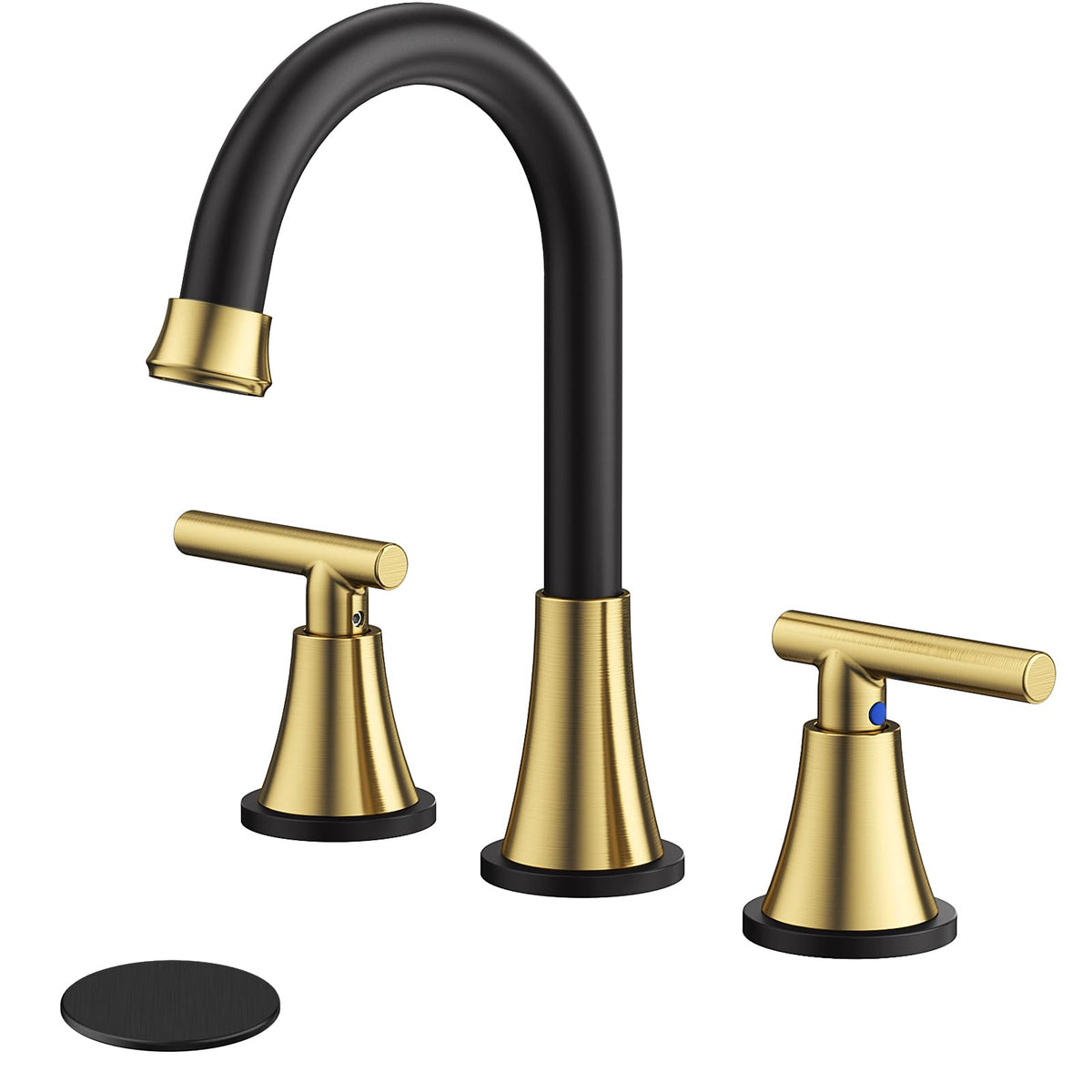 Bathroom Faucet 3 Hole, Matte Black Faucets with Drain and Supply Lines