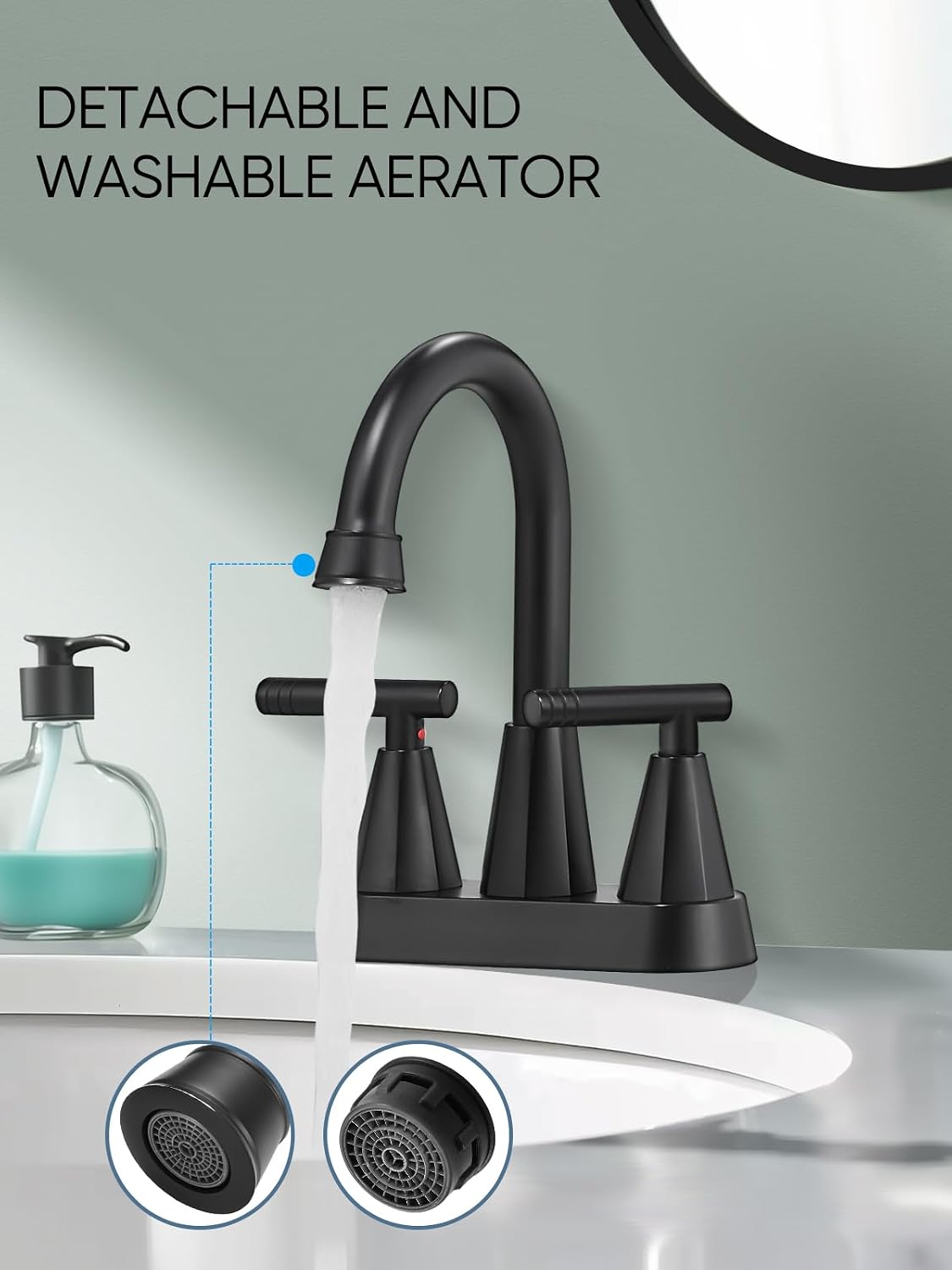Cobbe Matte Black Bathroom Faucets, Centerset Bathroom Sink Faucet 4 Inch