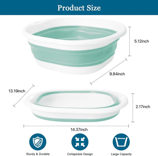 Collapsible Wash Basin, Foldable Sink Dish Tub (7.5L) with Hook