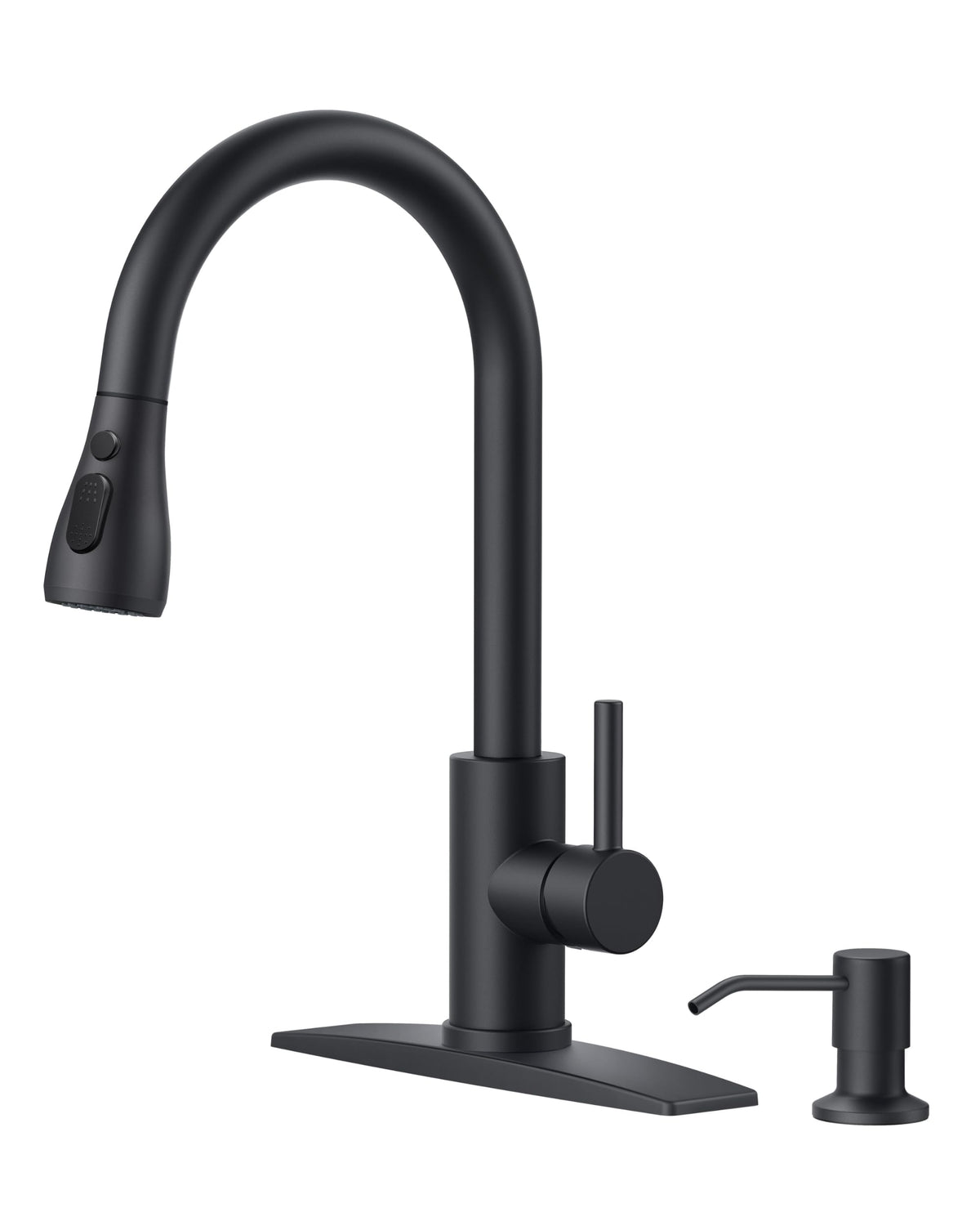FORIOUS Black Kitchen Faucet with Pull Down Sprayer, Stainless Steel