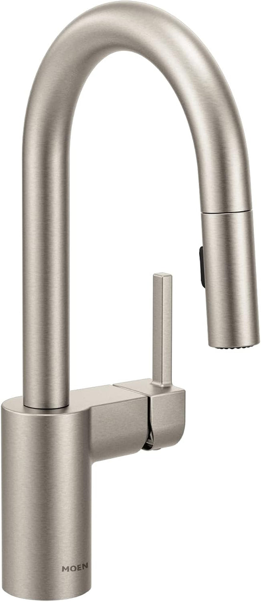 Moen Align Spot Resist Stainless One-Handle Modern Pulldown Bar Faucet with Power Clean and Reflex Docking System, 5965SRS