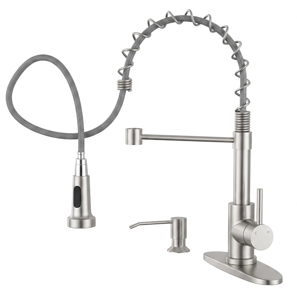 WEWE Black Kitchen Faucet with Pull Down Sprayer, High Arc Bar Sink Faucet