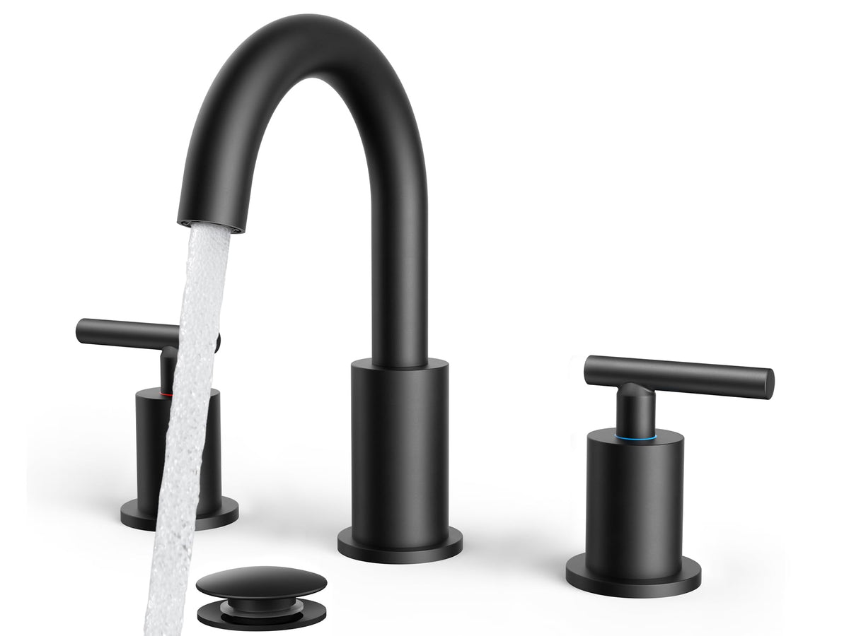 FORIOUS 8 Inch Brushed Gold Bathroom Faucet 3 Hole, Widespread Gold Faucet