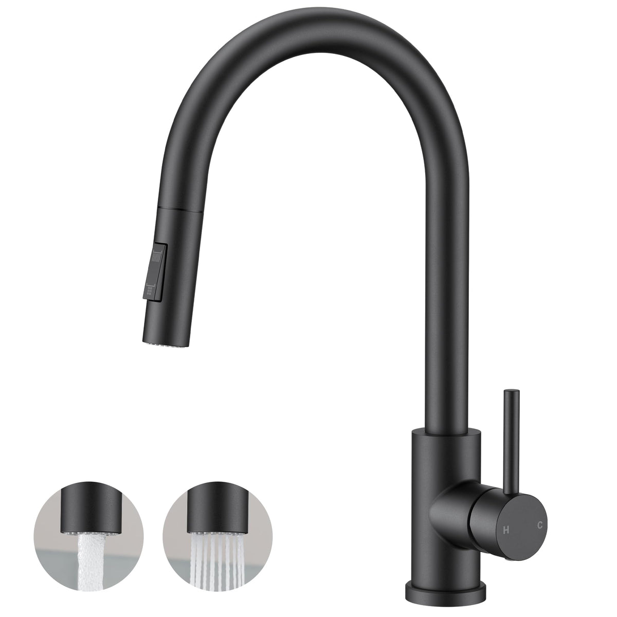 FORIOUS Kitchen Faucet, 2-Mode Pull Down Sprayer, Classic Brushed Gold