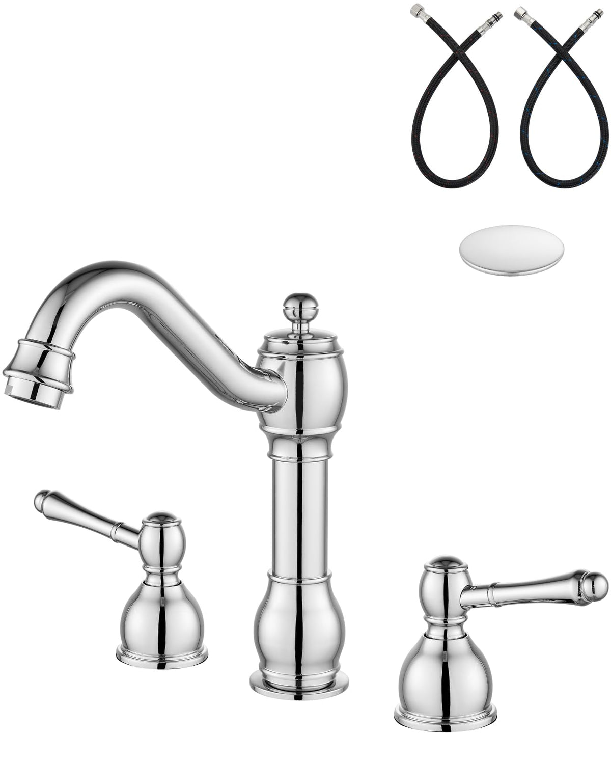 Aolemi Widespread Bathroom Sink Faucet 3 Hole Metal Lever Antique Brass