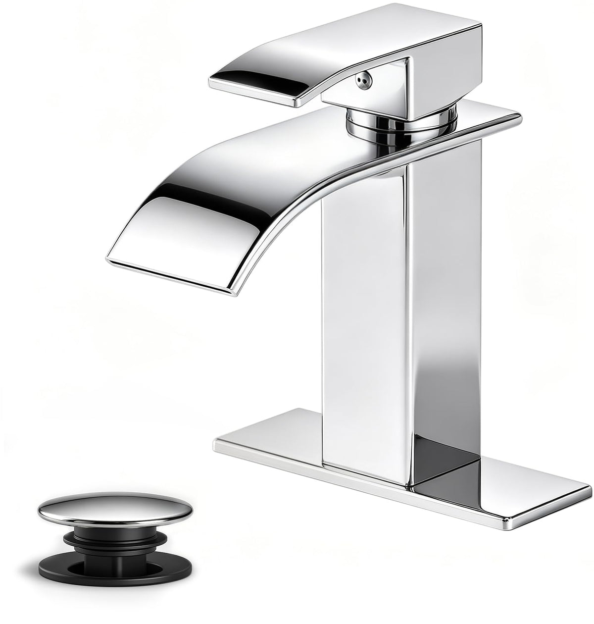 Ryuwanku Waterfall Bathroom Faucet, Matte Black Stainless Steel, 1-Handle