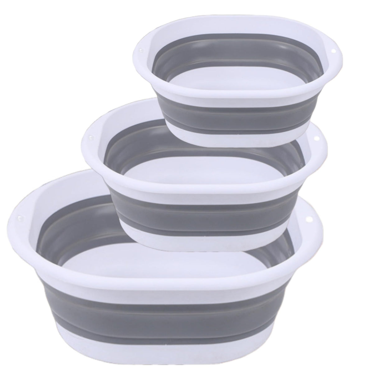 3-piece folding washbasin set, foldable dishwasher basin, space-saving folding sink, suitable for apartments, camping, dishwashing, fruit and beverage container, hiking, and household use (Grey)