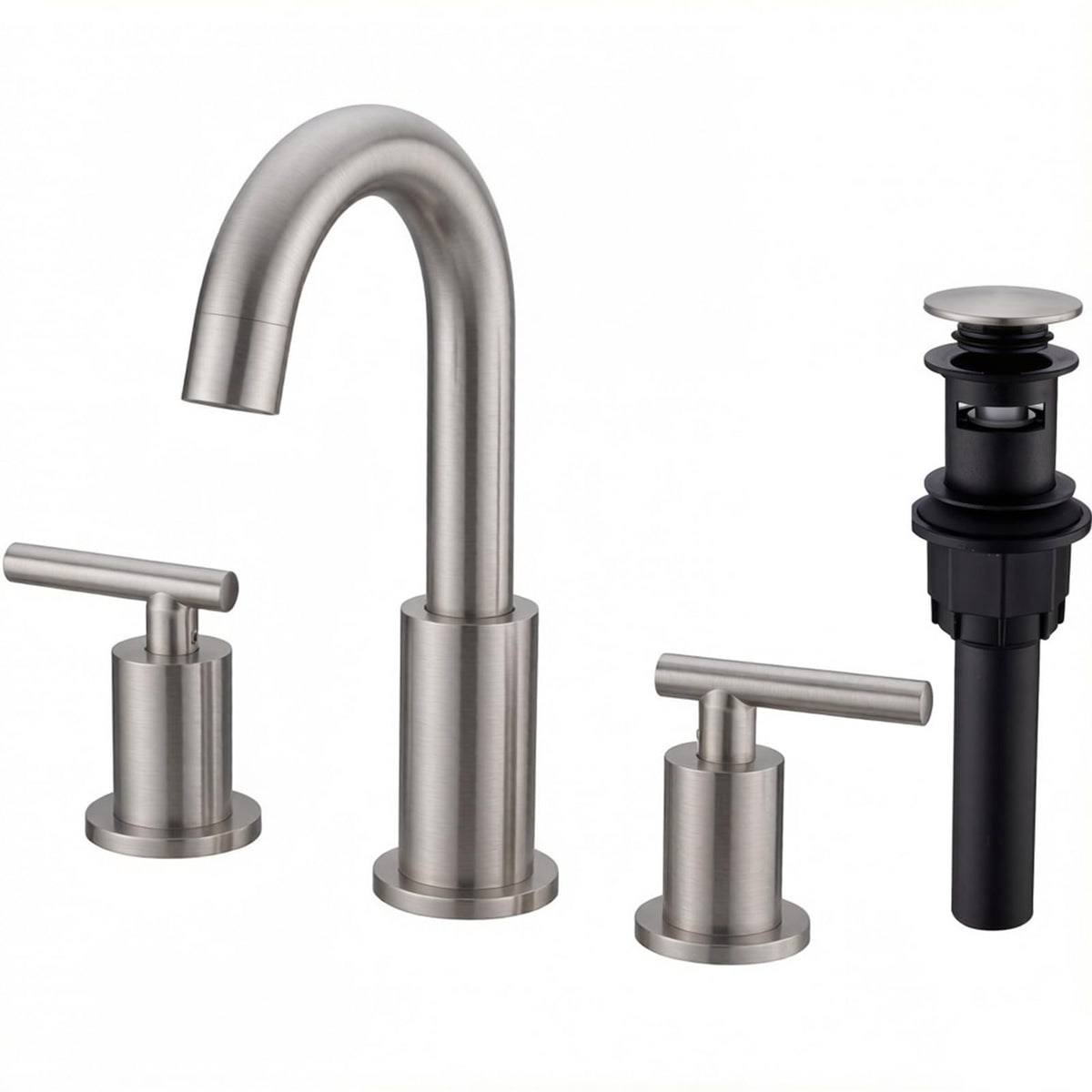 TRUSTMI Brushed Gold Bathroom Faucet 3 Hole 8 Inch Widespread, Swivel Spout