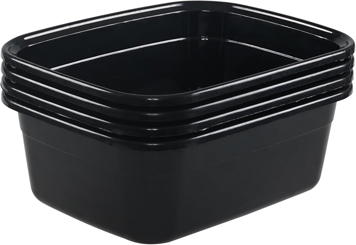 Asking 14 Quart Rectangular Plastic Dish Pan Tub, Portable Washbasin, Black