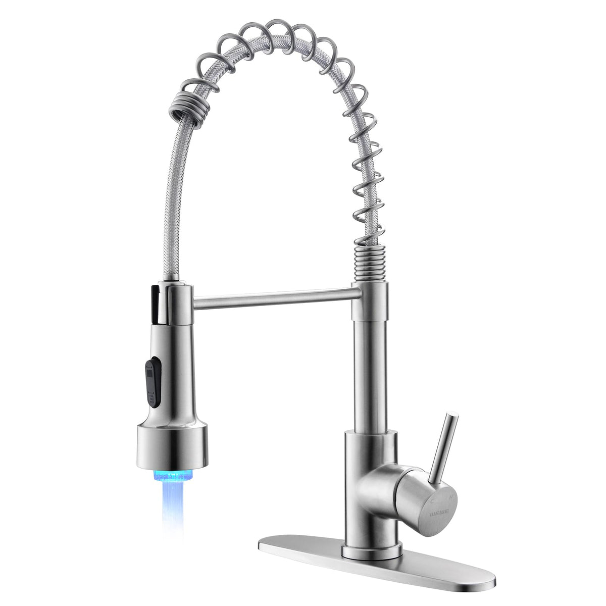 WEWE Black Kitchen Faucet with Pull Down Sprayer, High Arc Bar Sink Faucet