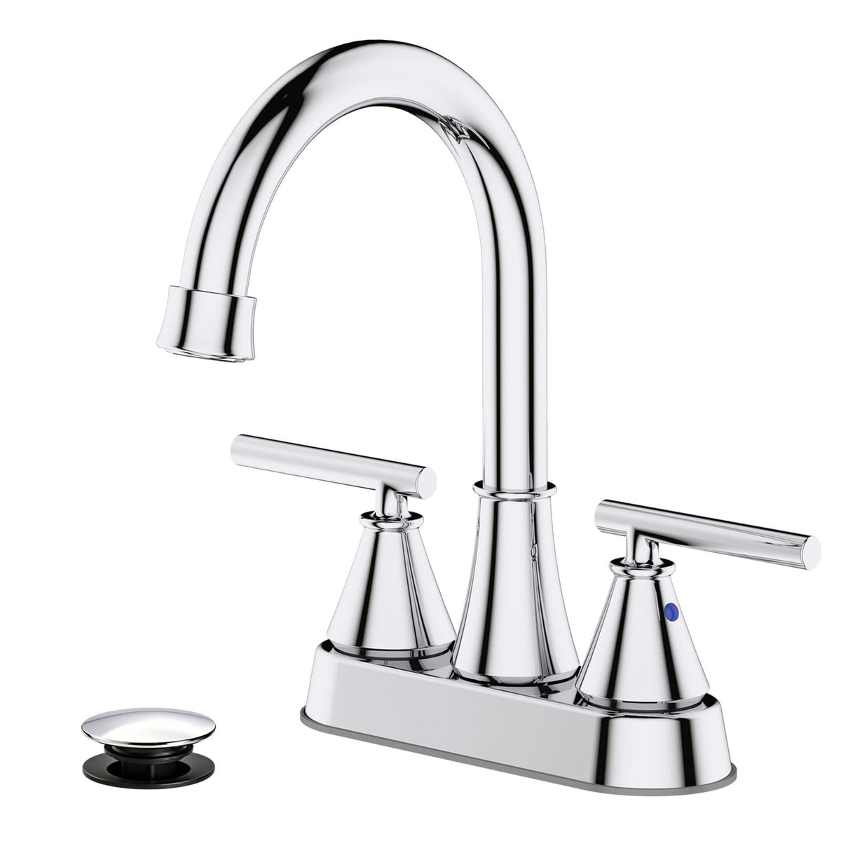Bathroom Sink Faucet 4 Inch 2 Handle Centerset Brushed Gold Lead-Free Modern Bathroom Faucet Vanity Faucet with Pop-up Drain Stopper and Supply Hoses