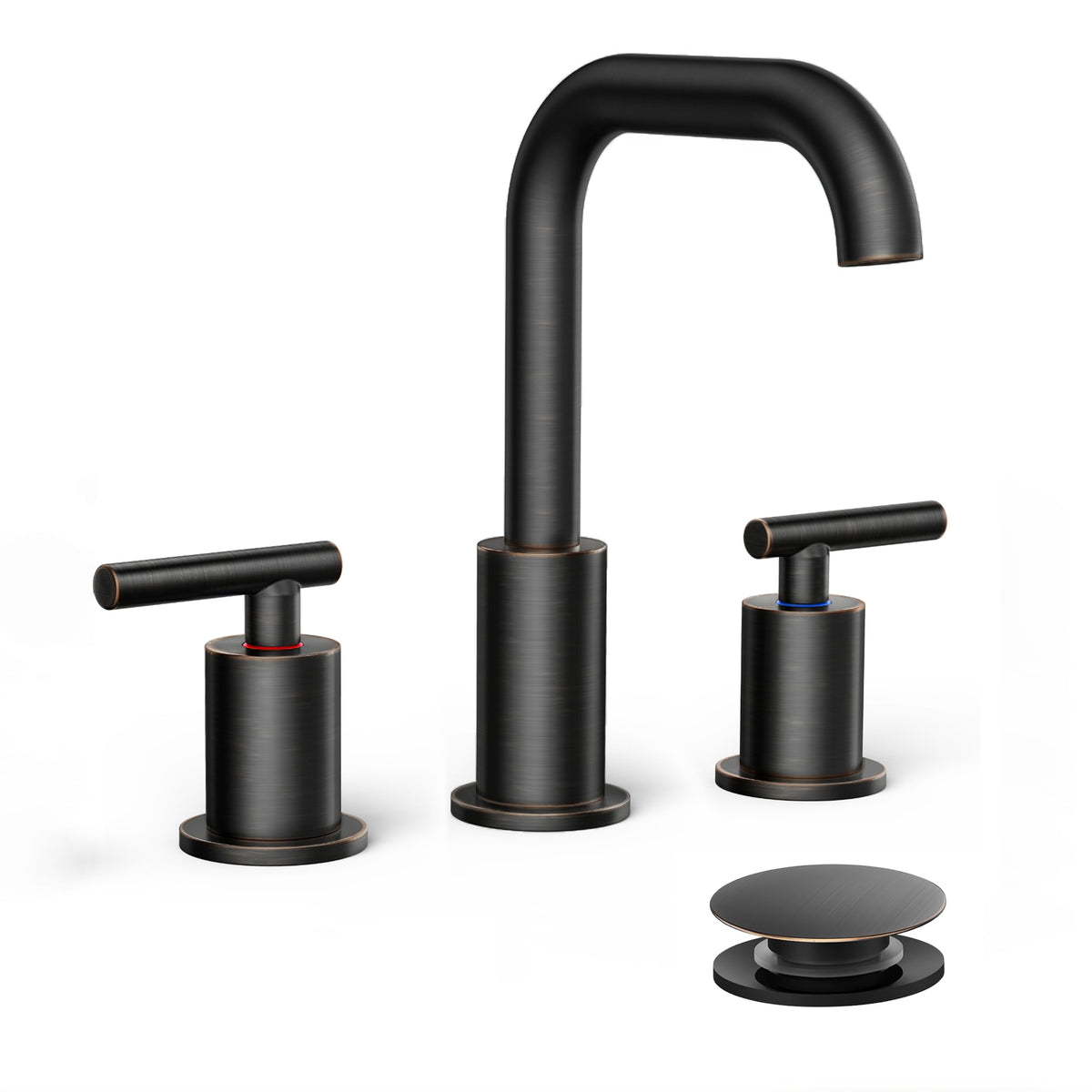 FORIOUS Bathroom Sink Faucet 3 Hole Widespread 8 Inch 2 Handle Matte Black