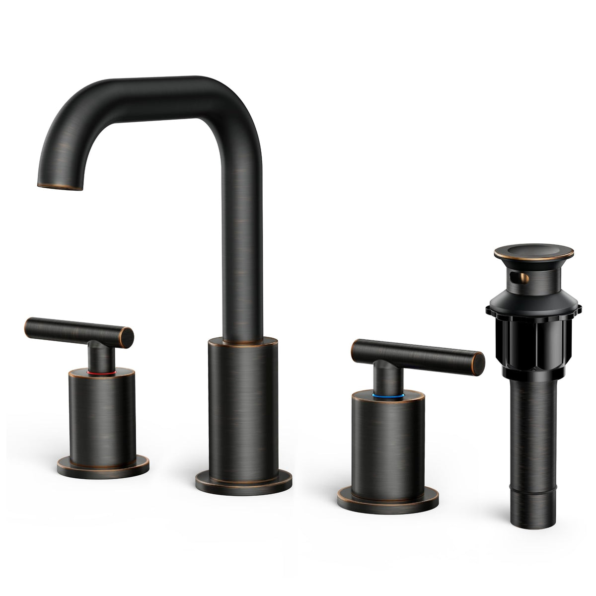 FORIOUS Bathroom Sink Faucet 3 Hole Widespread 8 Inch 2 Handle Matte Black