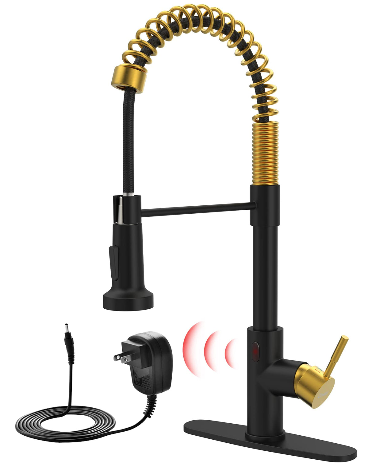 GIMILI Matte Black Touchless Kitchen Faucet with Spring Pull Down Sprayer