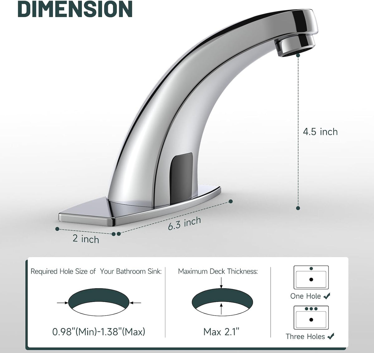 Touchless Bathroom Faucet, Sensor Faucets, Chrome