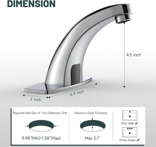 Touchless Bathroom Faucet, Sensor Faucets, Chrome