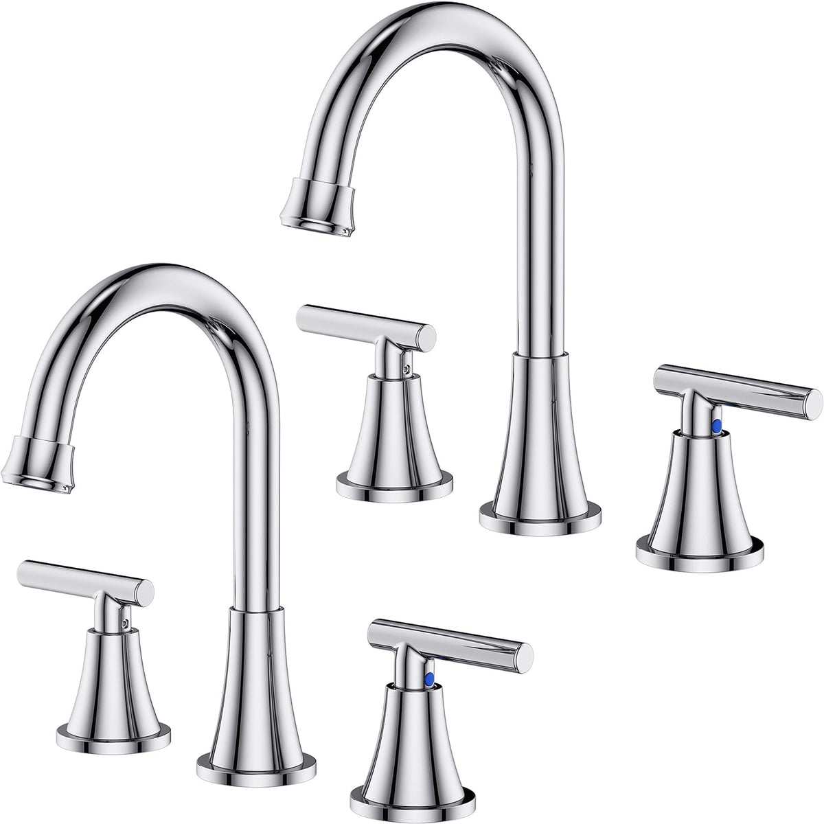 Bathroom Faucet 3 Hole, Matte Black Faucets with Drain and Supply Lines